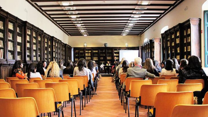 Lecture in a library